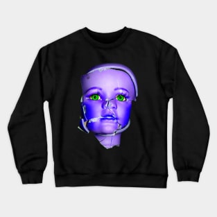 Freaky Halloween Broken Doll Zombie Face Purple Crewneck Sweatshirt